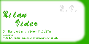 milan vider business card